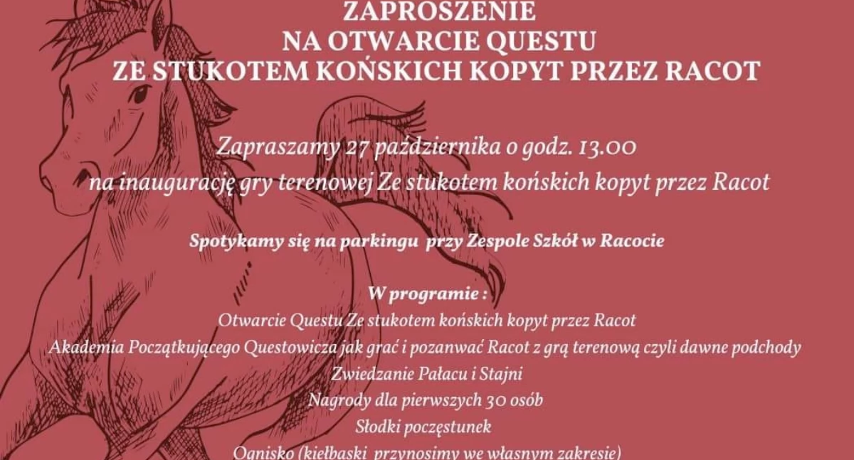 Zapowiedzi, stukotem końskich kopyt przez Racot terenowa niedzielę! - zdjęcie, fotografia