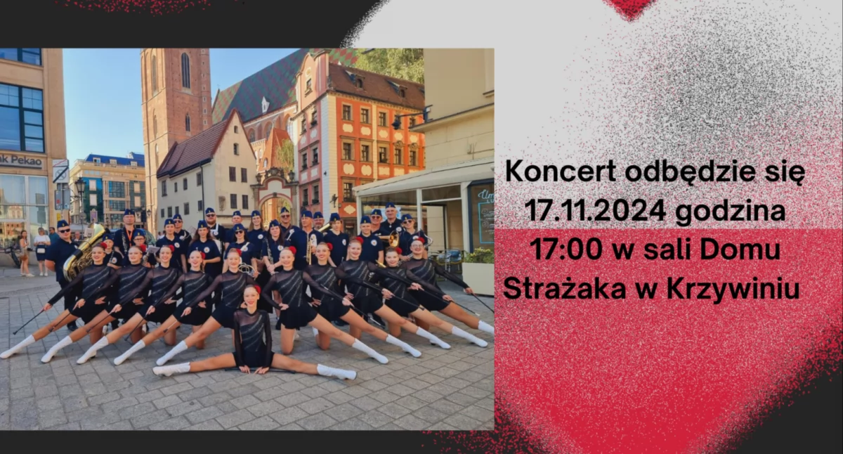 Zdjęcie przedstawia plakat informujący o koncercie niepodległościowym w Krzywiniu