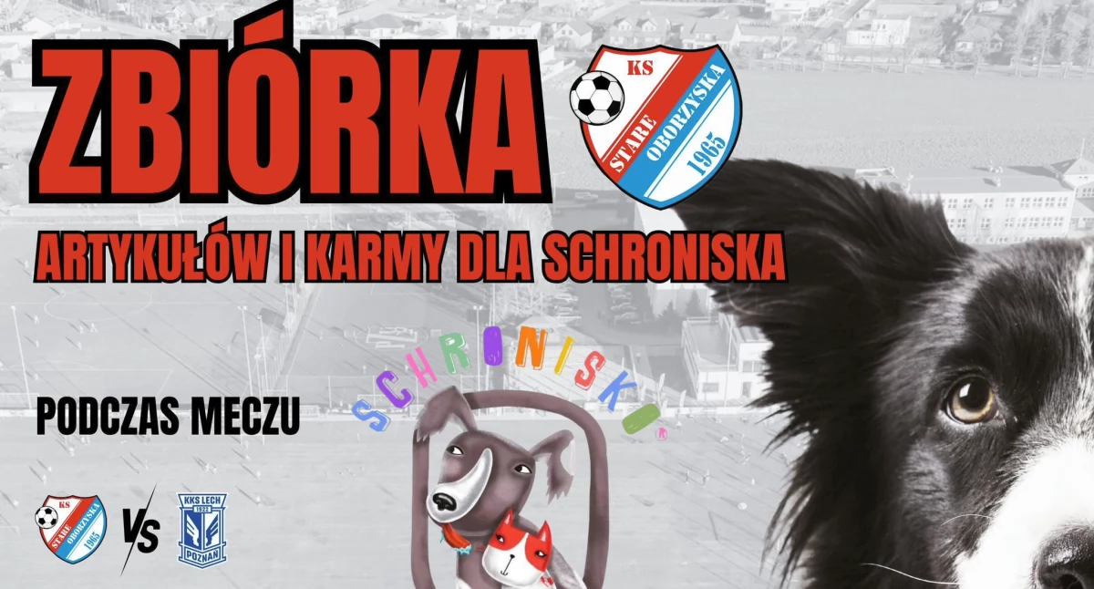 Plakat promujący zbiórkę dla zwierząt podczas meczu Juna-Trans Women - Lech/UAM Poznań
