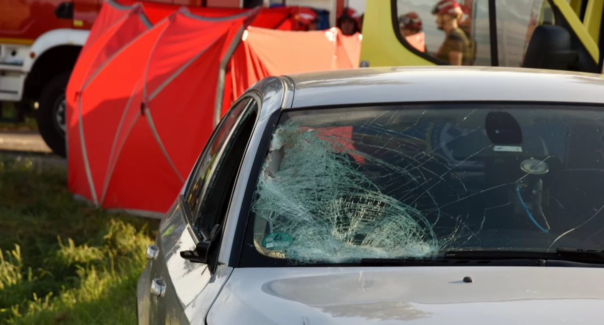 Wypadki drogowe, Śmiertelny wypadek drodze Racot Witkówki żyje rowerzysta - zdjęcie, fotografia