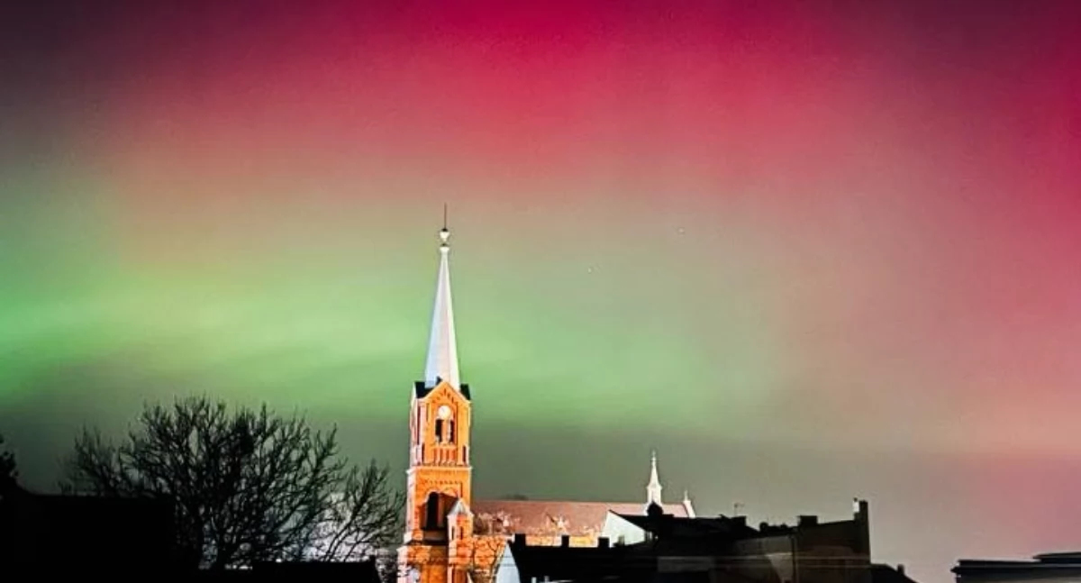 Sprawy lokalne, Zorza niesamowity spektakl niebie powiatem kościańskim [ZDJĘCIA] - zdjęcie, fotografia