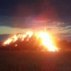 Pożar stogu w gminie Krzywiń (1)