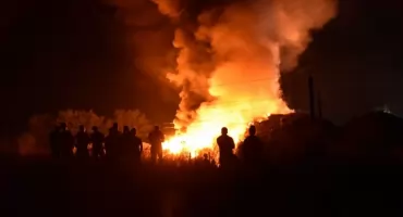 Pożar w Przysiece Polskiej. W akcji brało udział 18 zastępów straży