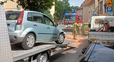 Nie zauważył kontenera. Kolizja koło Rynku w Kościanie